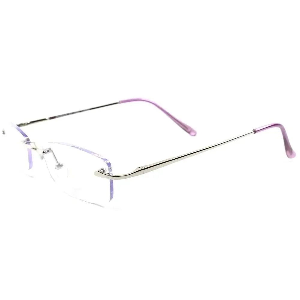 Light Purple Tint Modern Stylish  Rectangle Mens Womens Frameless Sun Glasses